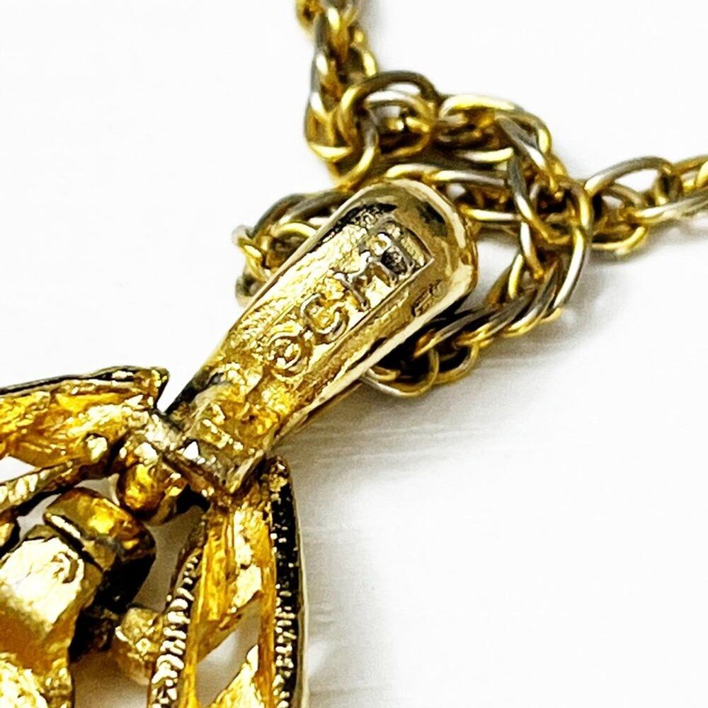 Vintage 70's Gold Textured Teardrop Pendant Necklace - Picture 7 of 9